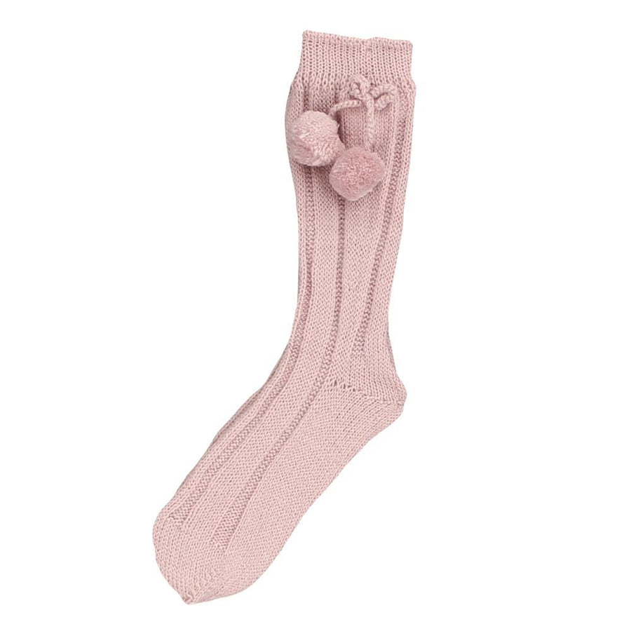 Baby Pink pom-pom ribbed socks - orkids boutique