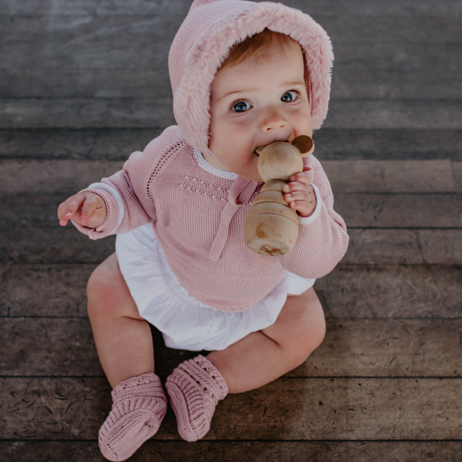 Dusty Pink knitted bonnet - orkids boutique