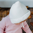 White Baby knitted bonnet - orkids boutique