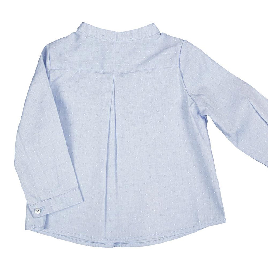 Blue Cotton Mao Collar Shirt - orkids boutique