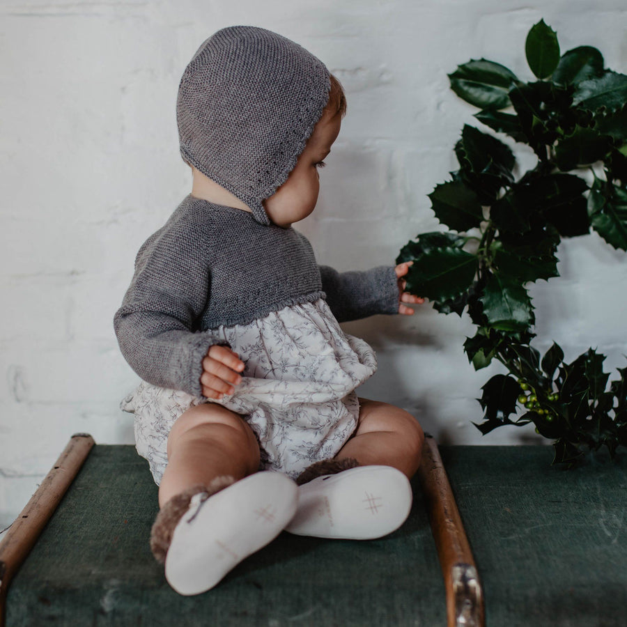 Grey Baby knitted bonnet - orkids boutique