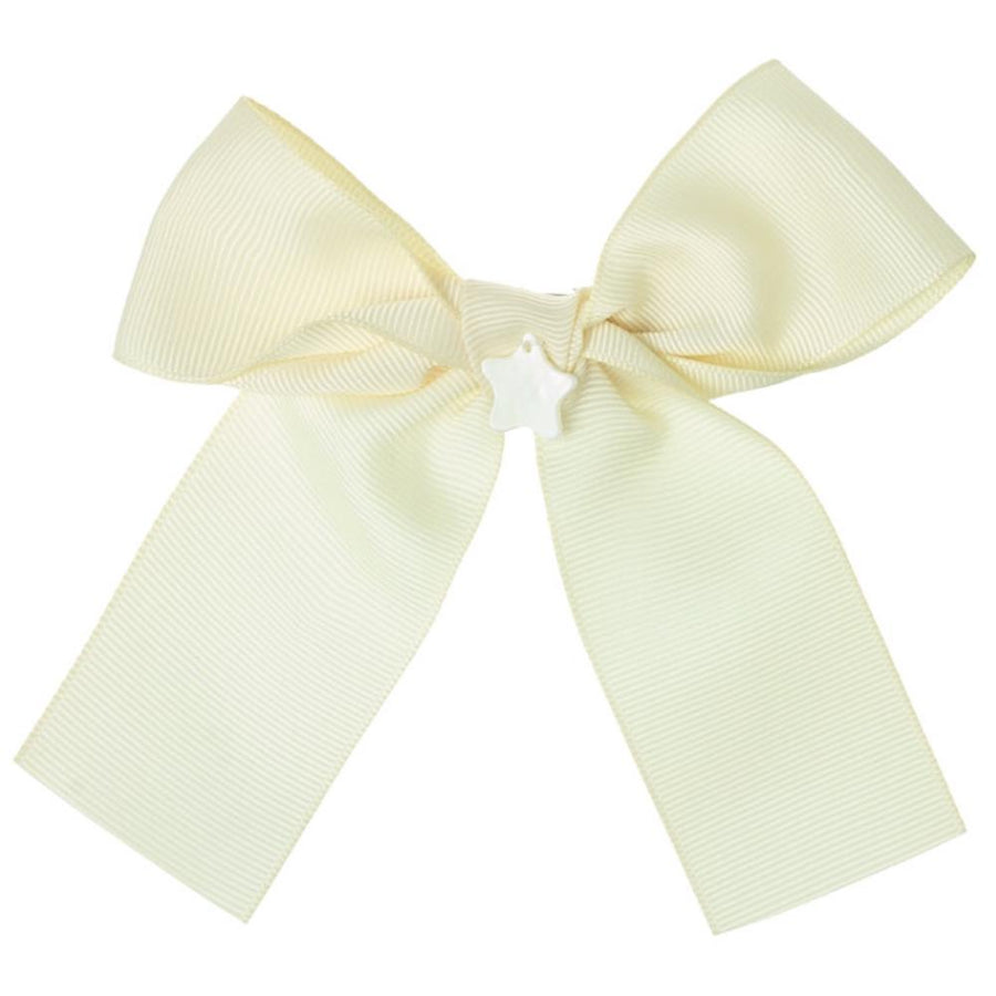 Girls bow hair tie beige - orkids boutique