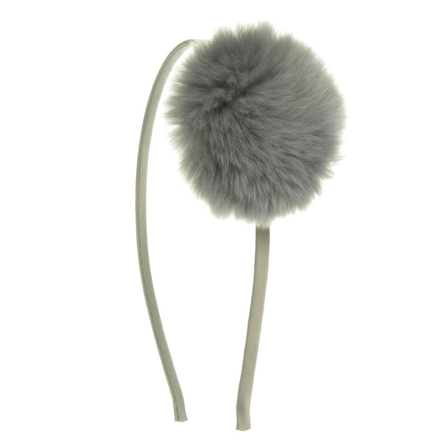 Grey fur Pom-Pom Hairband - orkids boutique