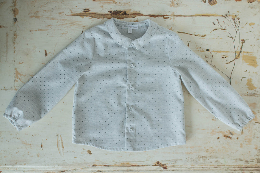 Dotted grey Boy cotton shirt - orkids boutique