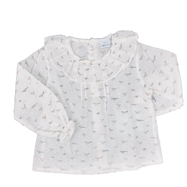 Baby Girl Bird Print Blouse - orkids boutique