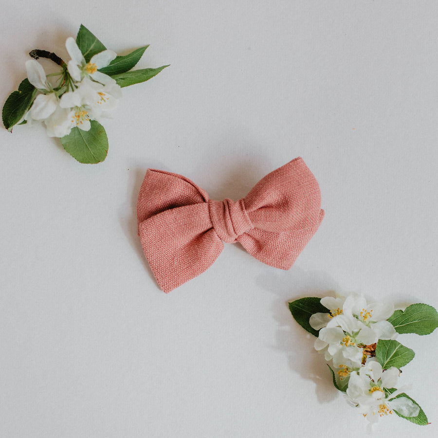 Rose linen Medium bow clip - orkids boutique