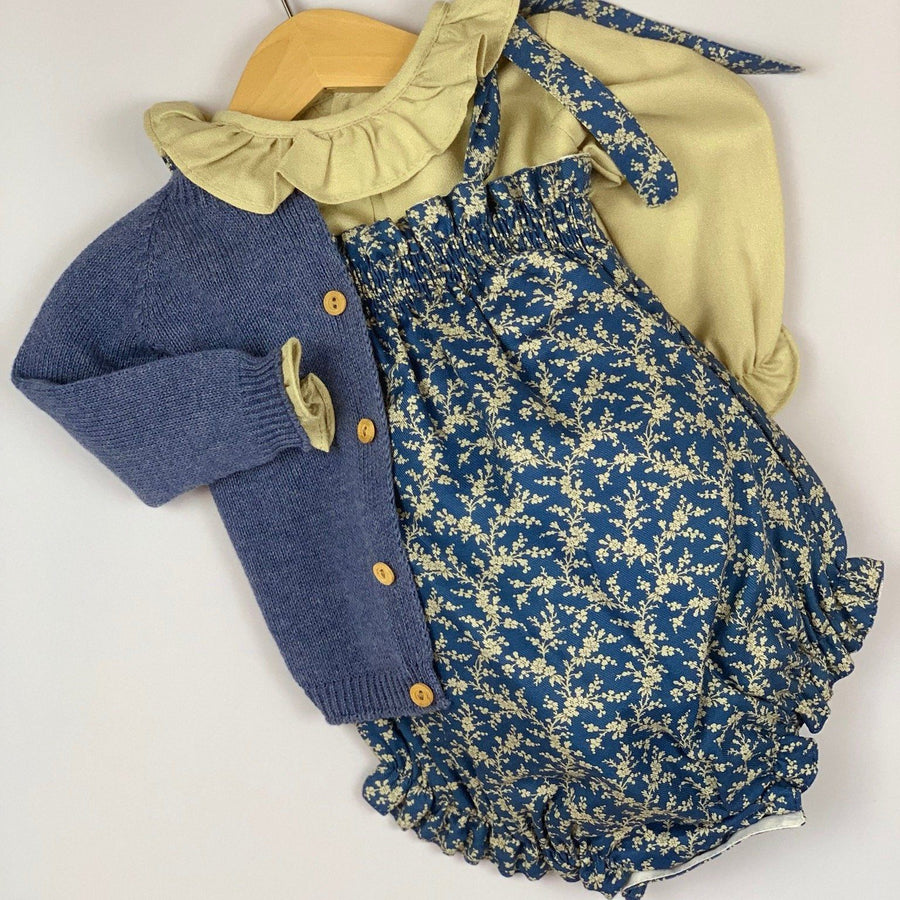 Baby blue floral dungaree - orkids boutique