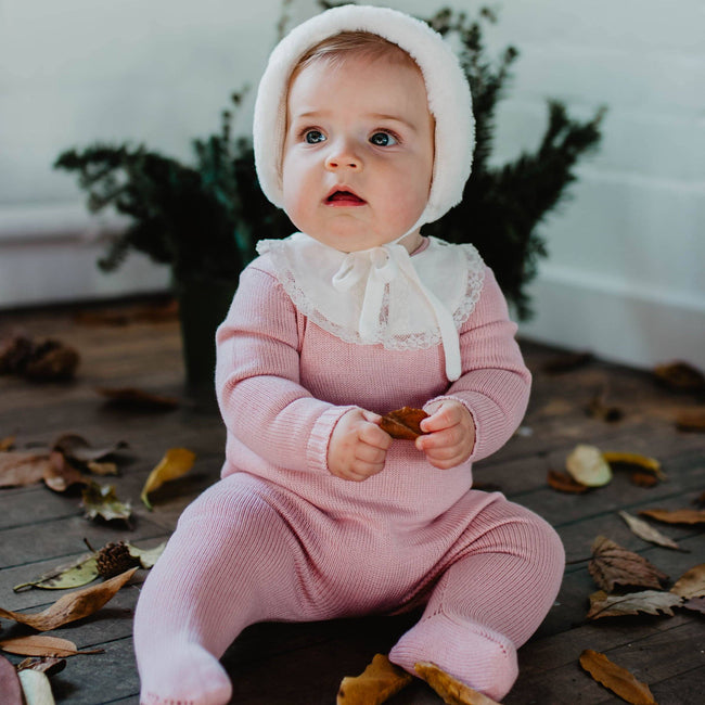 Dusty pink Orla Baby knitted romper - orkids boutique