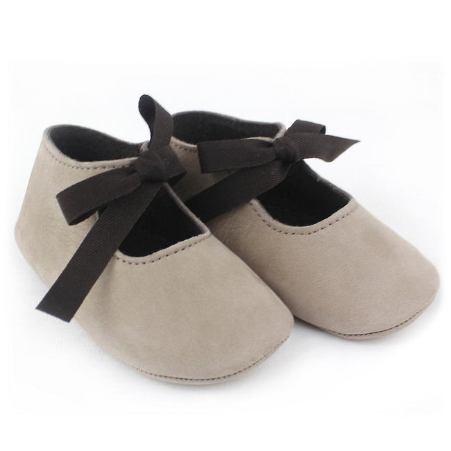 Baby girl taupe leather shoes - orkids boutique