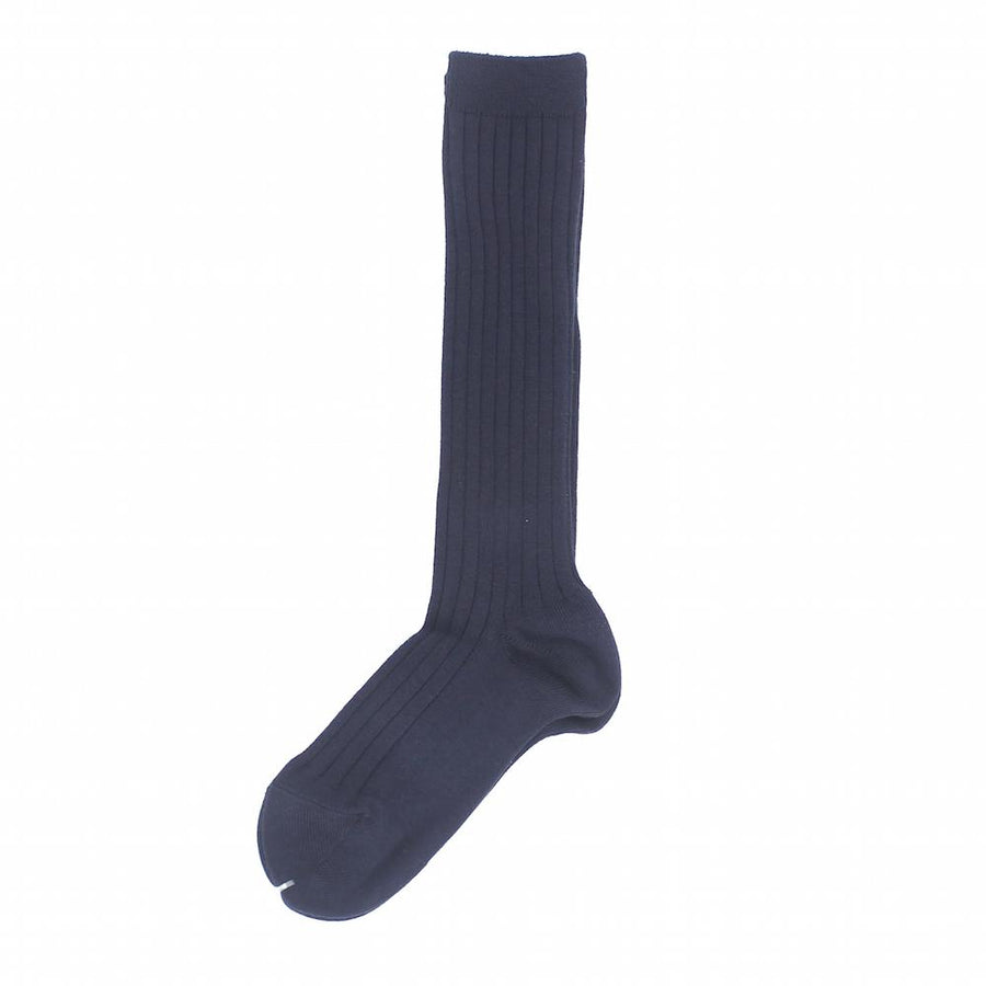 Ribbed knee-high socks Navy Blue - orkids boutique